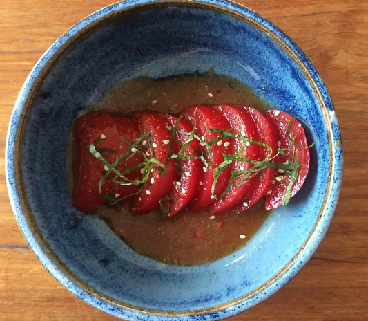 Sliced Tomatoes With Miso Sauce