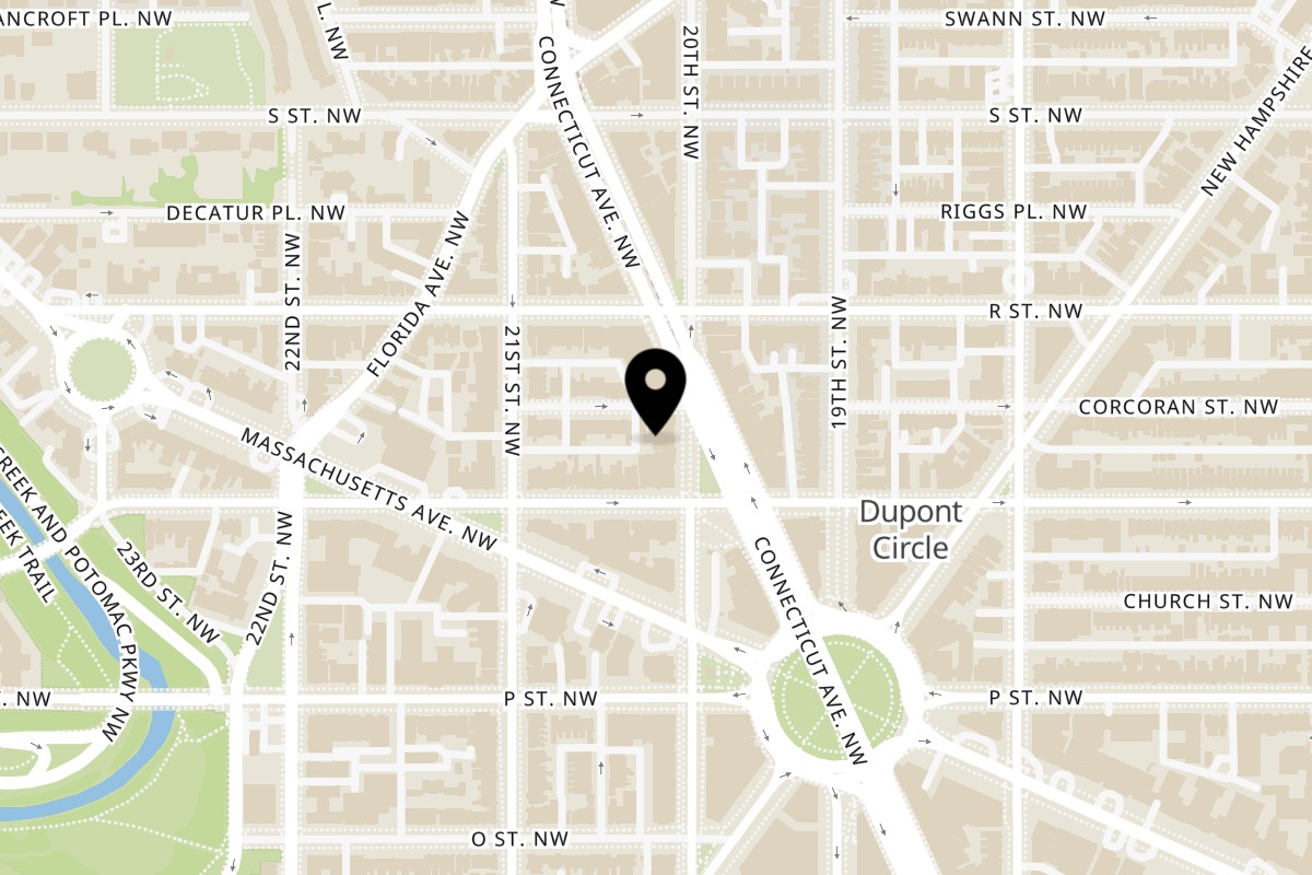 Map showing the location of Ko Japanese Dining on 1610 20th St NW 2nd Floor in Washington